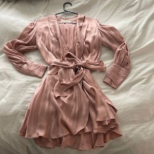 Zimmerman Silk Wrap Mini Dress in Pink
